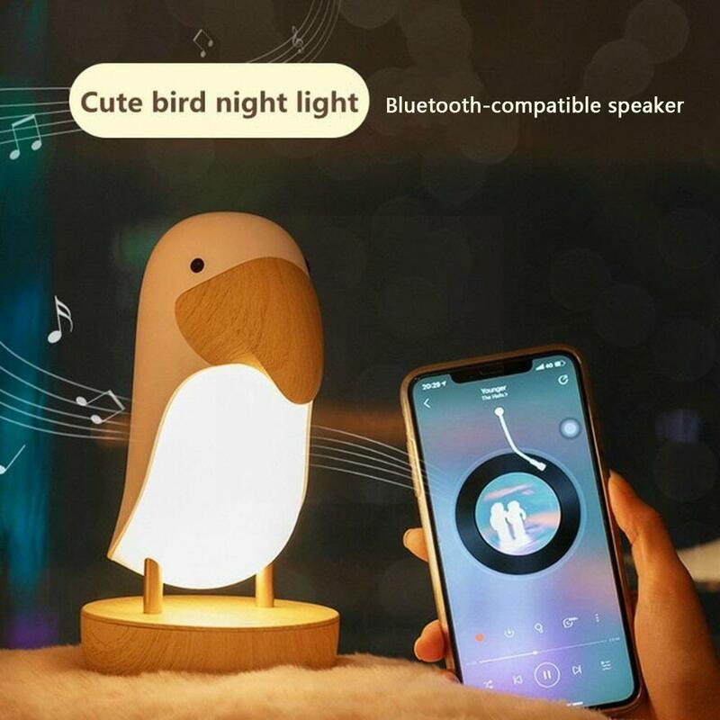 Toucan Bird LED Night Light USB Rechargeable Bedroom Table Speaker Luminaria Dimmable Lighting Bluetooth Lamp Home P1R5