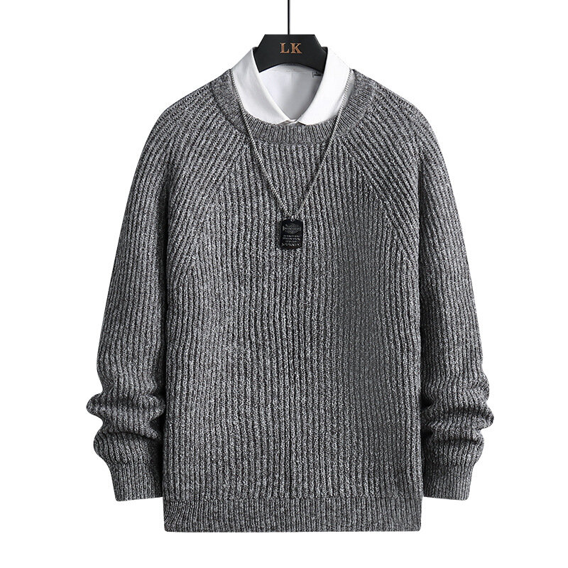 MRMT 2024 Brand Round Neck Sweater Men's Korean Version Trend Loose Jacquard Knitwear Men's Solid Color With Thick Outside Wear