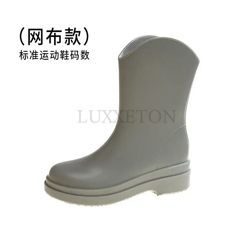 Zapatos de lluvia impermeables para mujer, botas de goma cálidas a media pantorrilla, Calzado cómodo de jardín