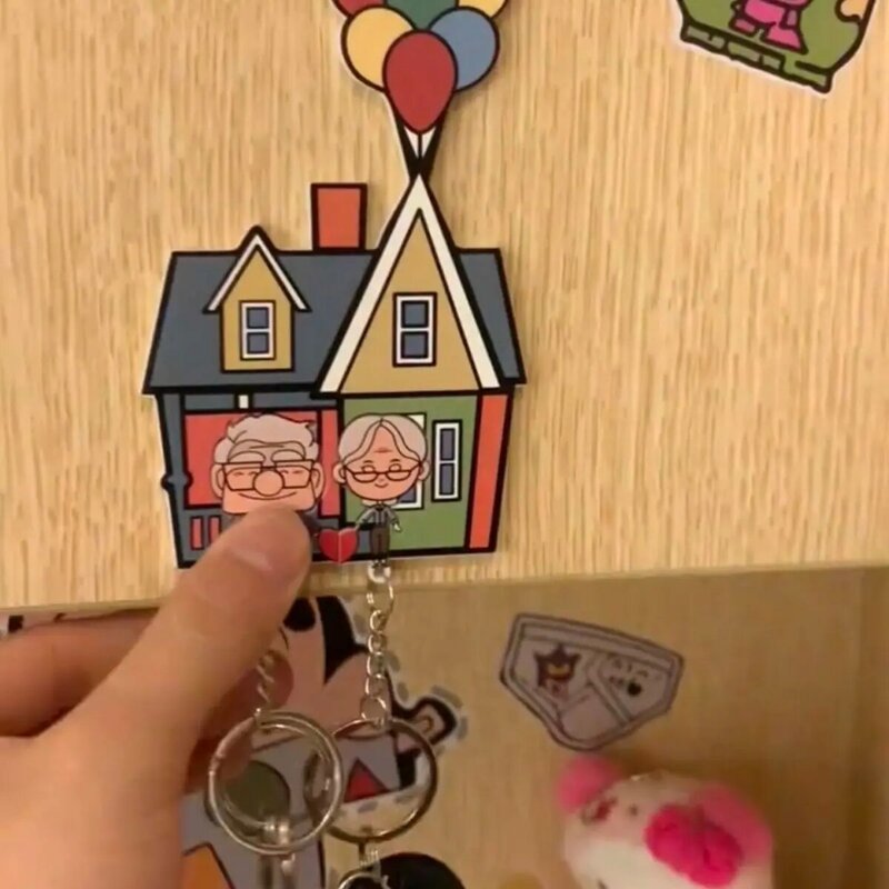 Cute Couple Key Holder Wall Prevent Loss Key Pendant Lover Key Chain Home Decor Refrigerator Sticker Storage Decor For Girl Gift