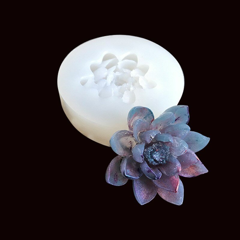 Tridimensional 3D Lotus Liquid Silicone Mold, Drop Glue Decoração, Bolo, Chocolate, Sobremesa, Cozimento de Cozinha