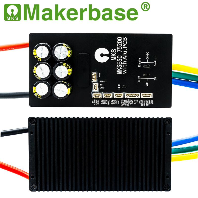 Makerbase VESC 75200 V2 84V 200A สูงด้วย Alu PCB ขึ้นอยู่กับ VESC สำหรับ E-ฟอยล์ต่อสู้หุ่นยนต์กระดานโต้คลื่น AGV หุ่นยนต์
