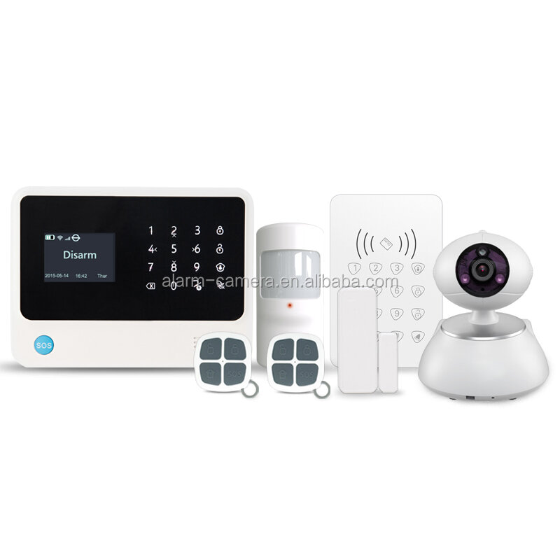 wifi home a-l-a-r-m rohs integrated with IPC Door bell and gsm wireless  burglar security  system