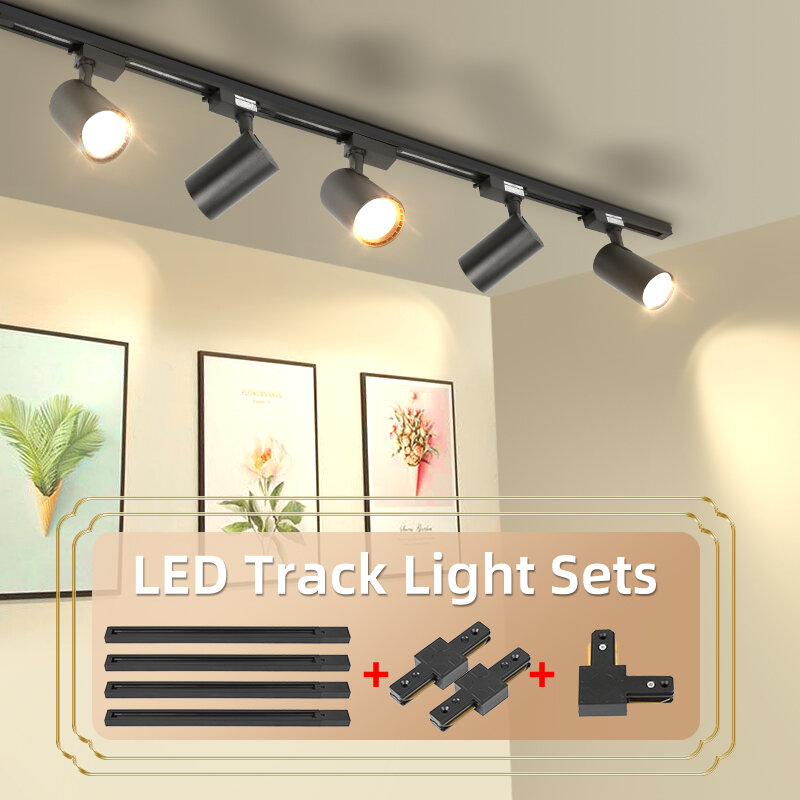 lampara led techo Foco de luz Led COB para decoración del hogar, lámpara de techo de 220V, accesorio de iluminación de riel para tienda de ropa, juego completo de luces de pista,foco carril