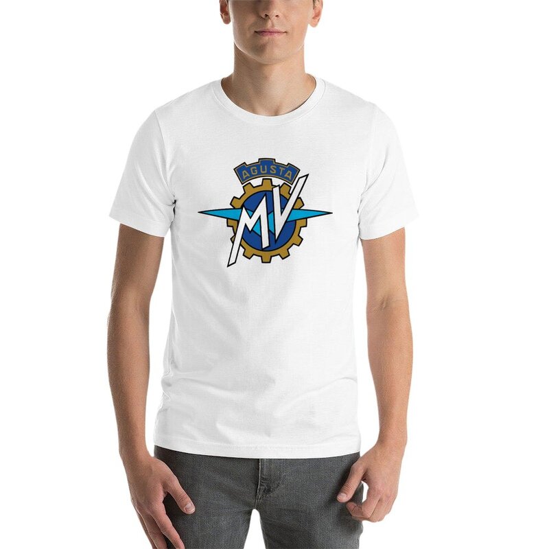 Kaus MV AGUSTA pria, atasan kaus lengan pendek estetika pakaian lucu