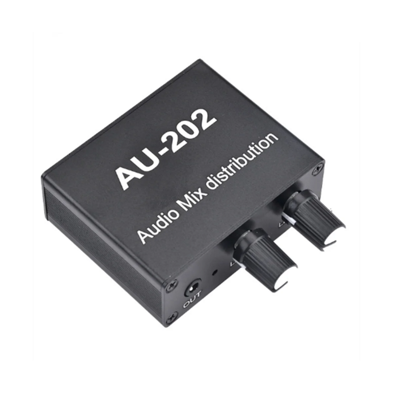 Mezclador de Audio estéreo, AU-202, 2 entradas, 2 salidas