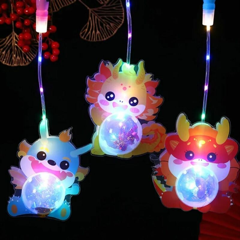 Plastic Year of the Dragon Cartoon Lantern Cartoon Electronics Dragon Shape Lanterns Interactive Handheld Festival Lanterns