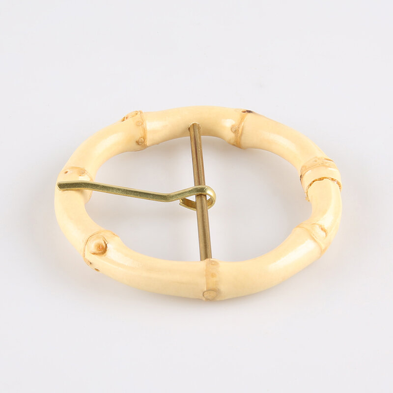 Mode Kleding Kledingstuk Kleding Accessoires Unieke Handgemaakte Ronde Cirkel Ring Natuurlijke Bamboe Wortel Riem Pin Gesp