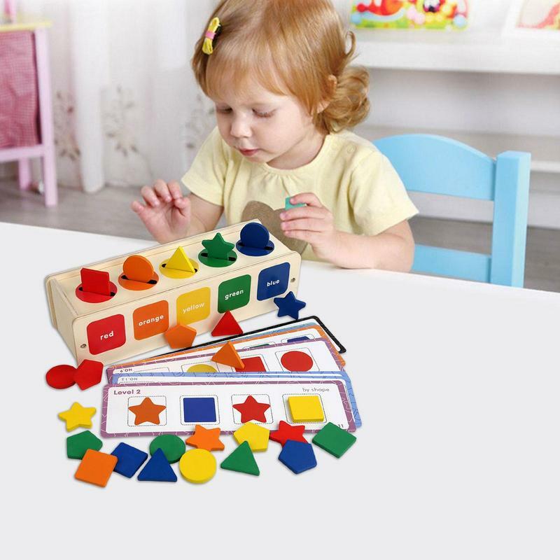 Jouets de tri de documents de forme en bois pour les enfants, puzzle d'apprentissage Montessori précoce, boîte assortie, blocs de tri