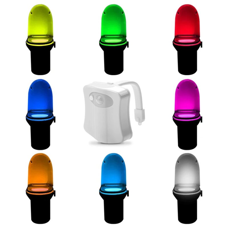 Led luz para vaso sanitário, luz noturna, com sensor de movimento, smart, com 2 aa bateria