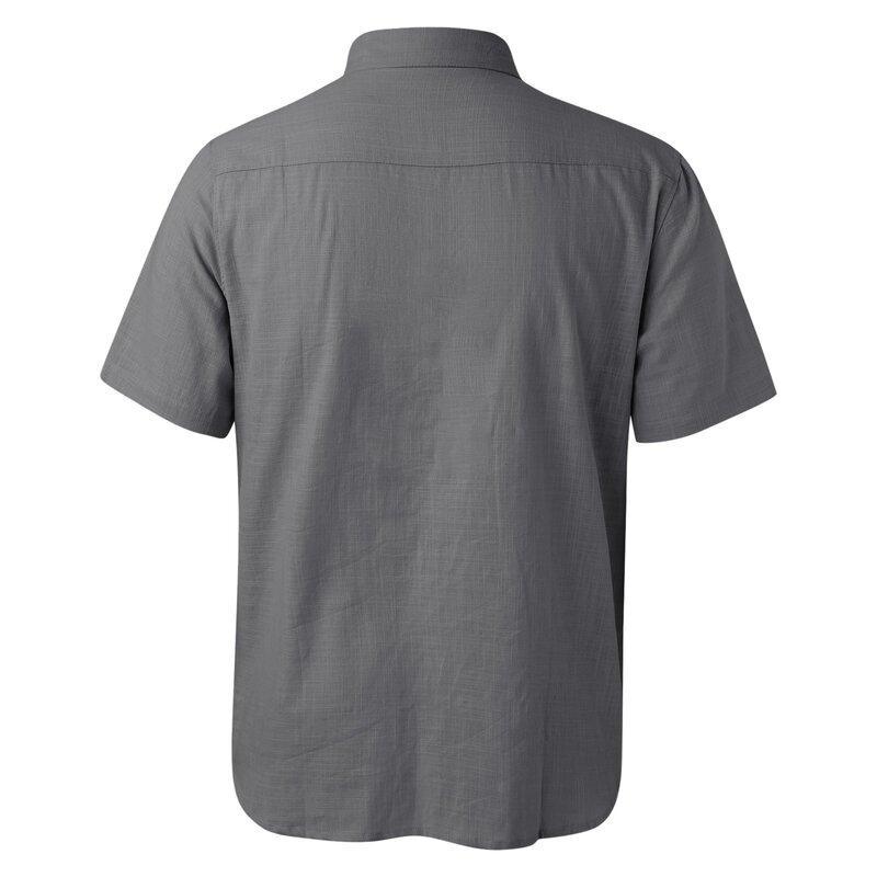 Camisa de manga curta monocromática masculina, blusa casual, camiseta de férias, grande e alta, primavera e verão