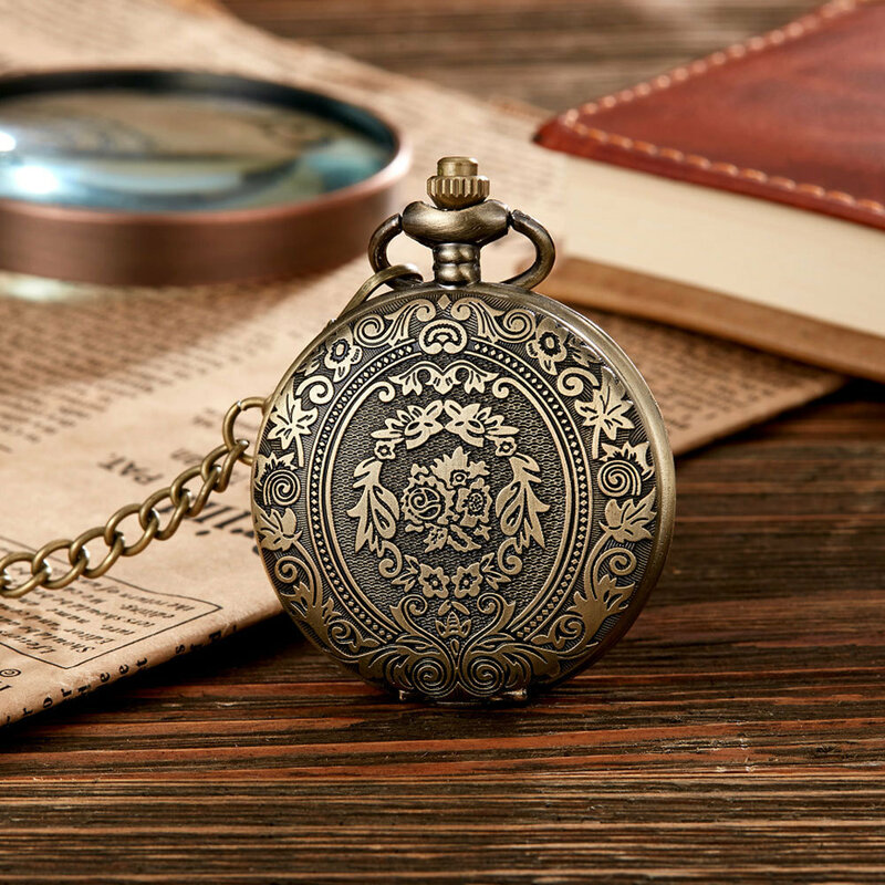 Reloj de bolsillo de cuarzo plateado de lujo para hombres y mujeres, collar de moda, cadena colgante, regalo de joyeria Steampun