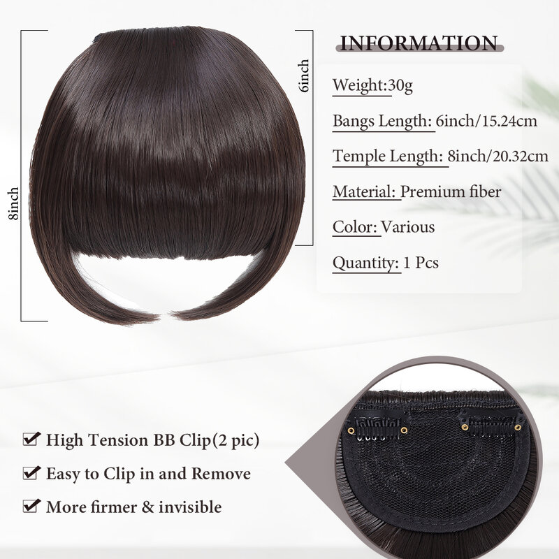 Klip di poni poni palsu pinggiran dengan pelipis Premium poni sintetis ekstensi rambut datar rapi rambut depan untuk wanita gadis