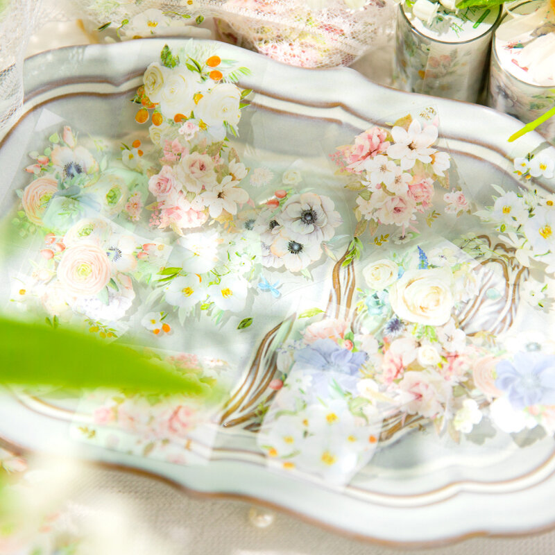 8PCS/LOT Summer of Flowers and Moon series retro decorative PET tapes