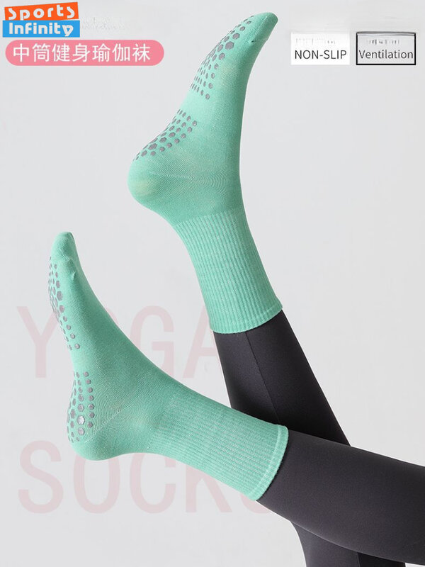 Calcetines de Yoga profesionales de silicona antideslizantes para mujer, medias de Pilates de algodón transpirables para interiores, trampolín de Fitness, calcetines deportivos de baile