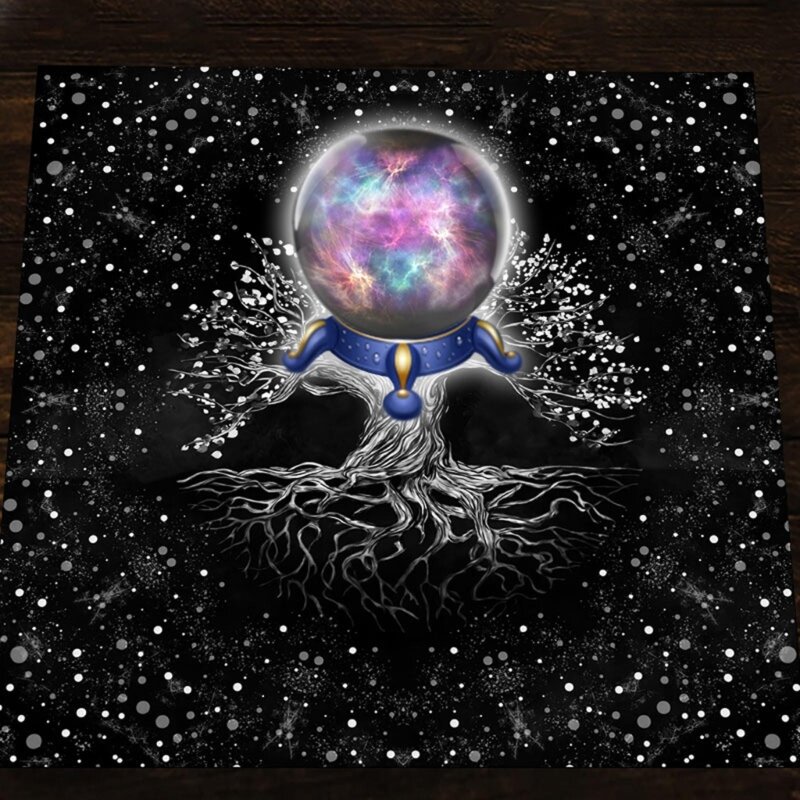 Скатерть Таро с деревом жизни, алтальная ткань, языческий духовный маятник, ведьмахство, астрология, прокладки для карт с изображением оракла для комнаты, домашний декор