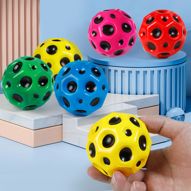 High Resilience Hole Ball Soft Bouncy Ball Anti-fall Moon Shape Porous Bouncy Ball Kids Indoor Outdoor Game Toy Ergonomic Design