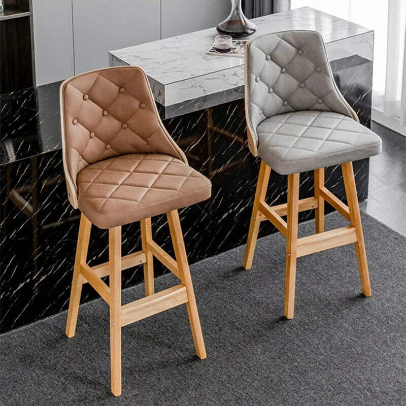 Amerykański Retro oparcie krzesło barowe meble kuchenne nowoczesne lite drewno stołki barowe lekkie luksusowe krzesełko barowe na wysokiej stopce rekreacyjne