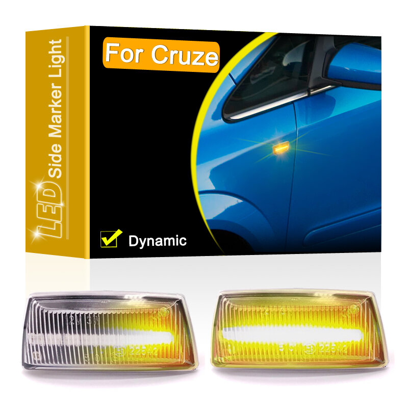 Chevrolet Cruze 2009-2014 용 12V 클리어 렌즈 다이나믹 LED 사이드 마커 램프 어셈블리 순차 블링커 턴 시그널 라이트