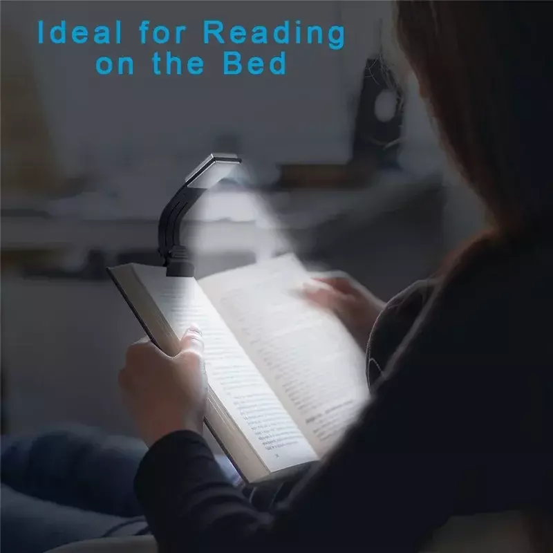 Portátil LED Luz Do Livro De Leitura, Clipe Flexível Destacável, USB Lâmpada Recarregável para Leitores Kindle EBook