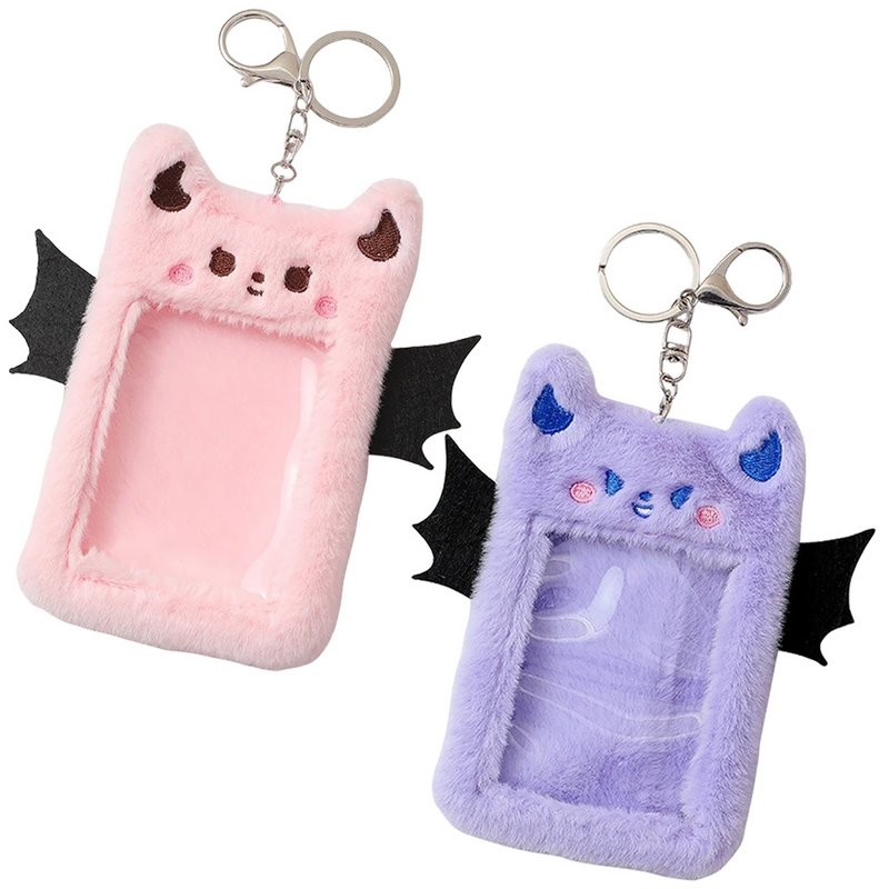 Plush ID Card Holder Clip, titular do cartão postal, Student Sleeve Wallet, Anti-Lost Wallet