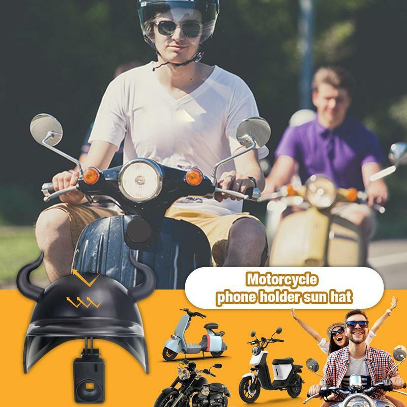 Suporte do telefone móvel da motocicleta, tampão pequeno do capacete, chapéu impermeável do pára-sol, navegação elétrica da bicicleta, cavaleiro, preto
