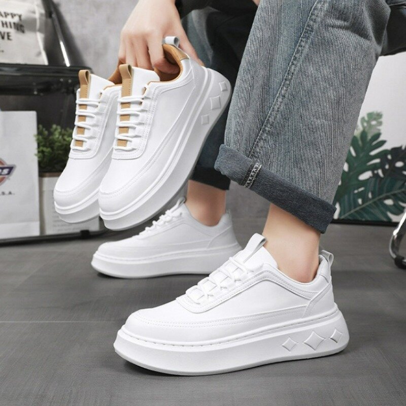 High Quality Men's Sneakers 2024 New Summer Breathable Vulcanized Shoes Fashion White Platform Shoes Casual Sports Shoes for Men