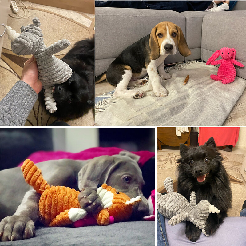 Pluche Hond Speelgoed Dieren Vorm Bite Resistant Piepende Speelgoed Corduroy Hond Speelgoed Voor Kleine Grote Honden Puppy Huisdieren Training Accessoires