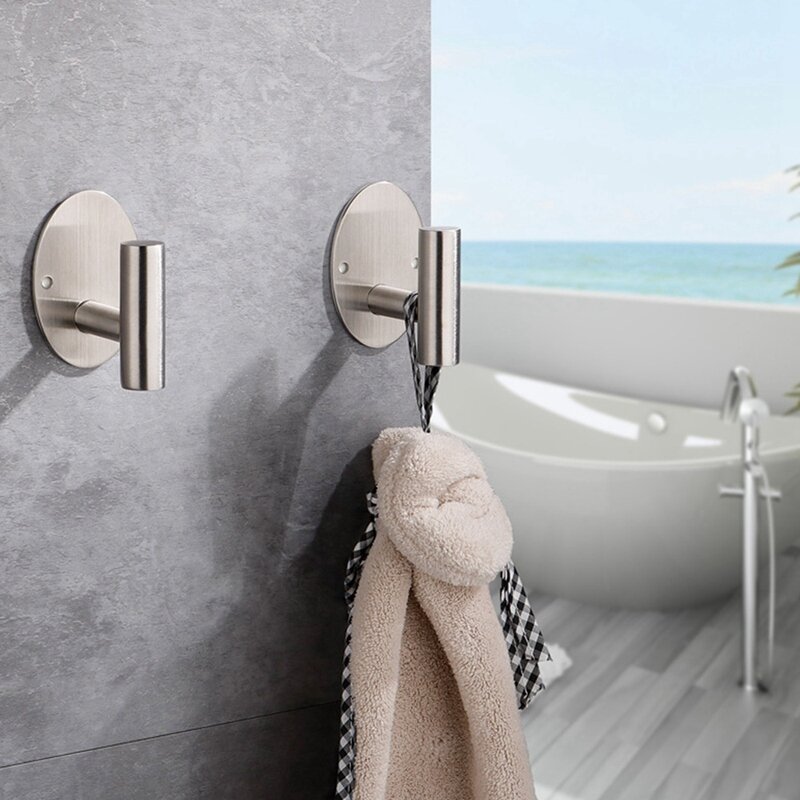 4Pcs Bath Towel Hook,Stainless Steel Robe Towel Hook Heavy Duty Door Hanger,Suitable For Bathroom Kitchen