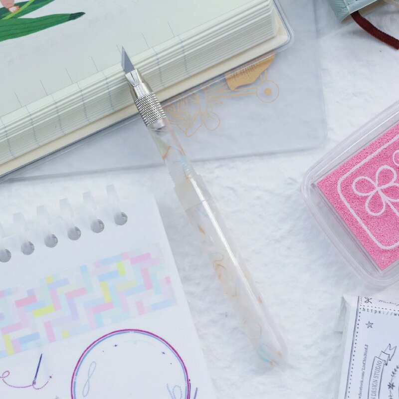 크리에이티브 접이식 펜 나이프, 저널 노트북 귀여운 종이 칼 유틸리티 테이프 나이프 고무 스탬프 커터 플래너 액세서리