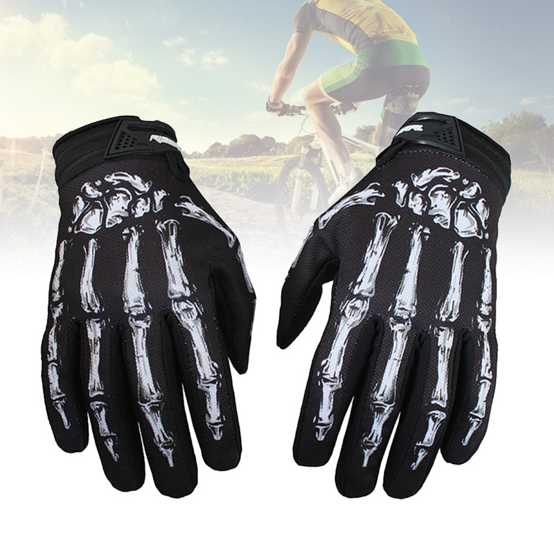 Черные перчатки с закрытыми пальцами, Череп, лапа, страшные взрослые, мотоцикл, Велоспорт, унисекс, на осень и зиму