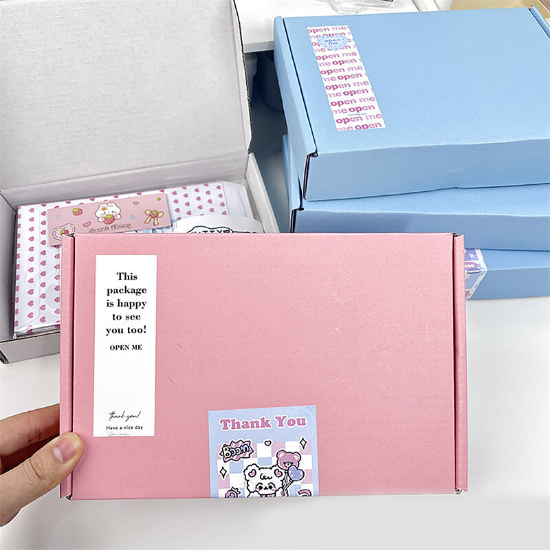 Caja de mensajería de embalaje Simple de Macaron, 5 piezas, reciclable, envío de regalos, cajas corrugadas para pequeñas empresas