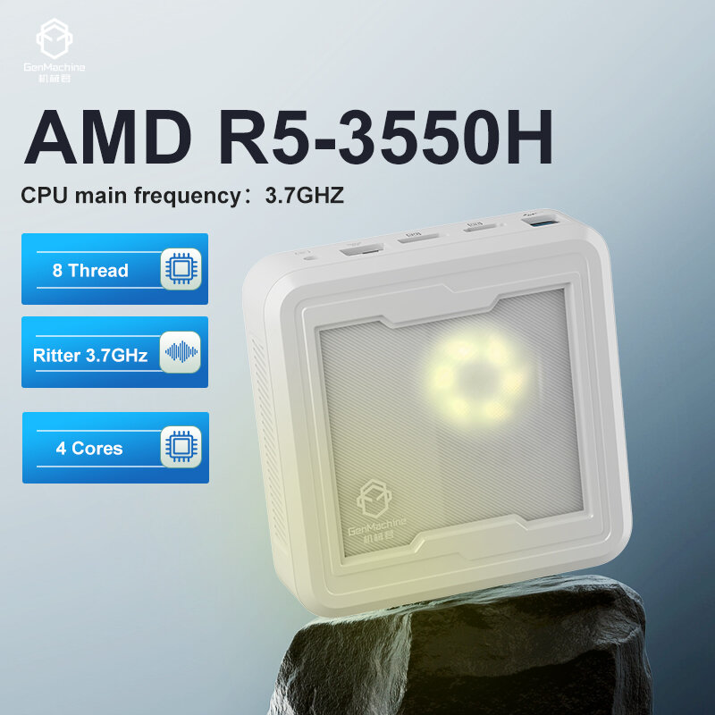 Genmachine Licht Mini Pc Amd Ryzen 5 3550H Cpu Windows 11 Ren3000 3550H Ddr4 Max 16Gb Ram Ddr4 2.1Ghz-3.7Ghz Pc Gamer Computer