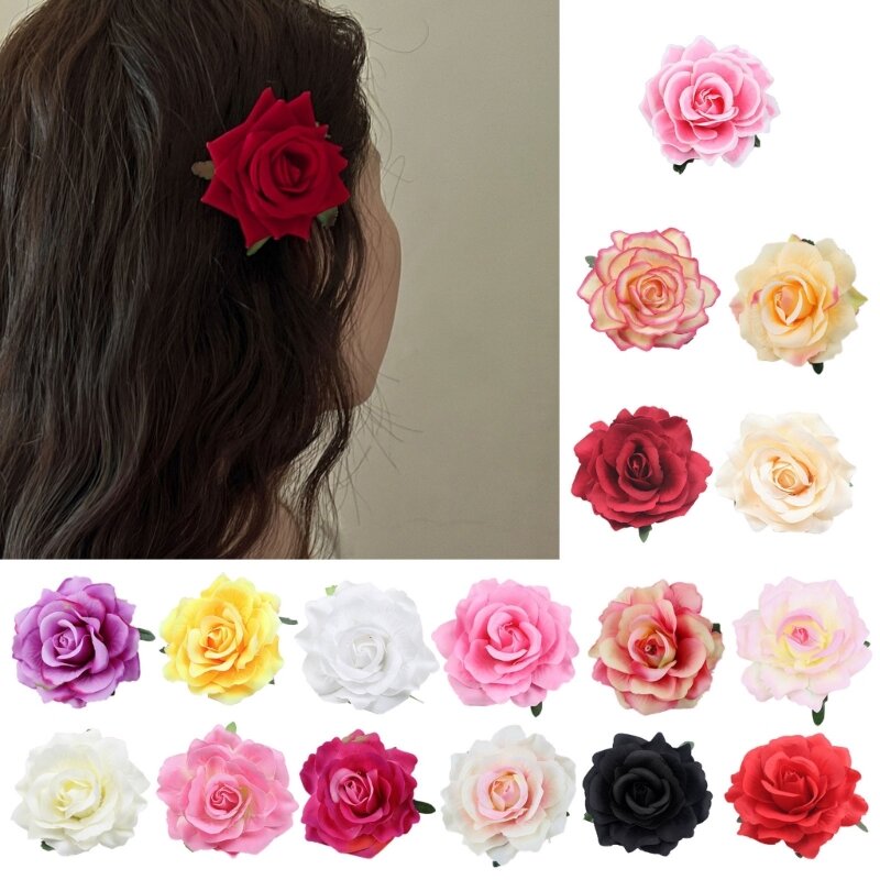 Rose fleur pince à cheveux danseuse Flamenco broche fleur broche multicolore fleur Pin up broche Rose fleur épingle à cheveux