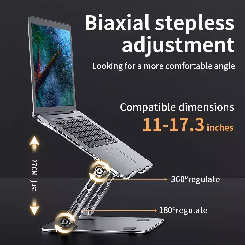 ラップトップ用の調整可能なアルミニウム合金タブレット,最大17インチの画面,折りたたみ式,冷却スタンド