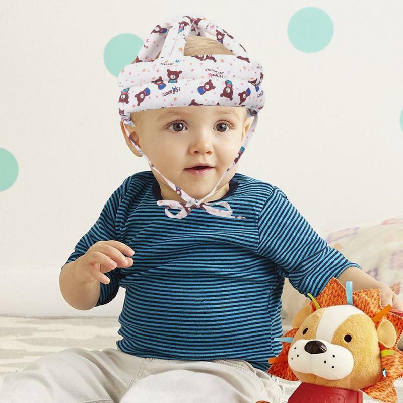 Protector de cabeza de bebé, casco protector ligero para cabezas de bebé, gorras de protección de cabeza de algodón ajustables
