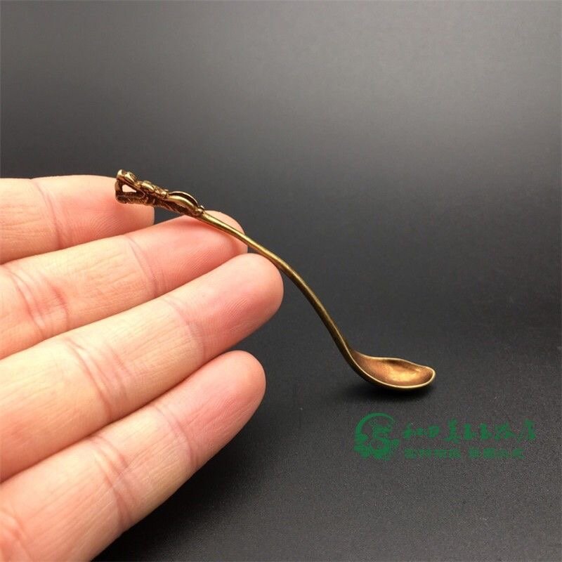 Faucet, small copper spoon art, miniature carving, solid brass, medicine spoon utensils, play bronze, copper carving