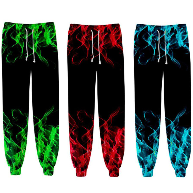 Pantalon de survêtement flamme coloré pour hommes et femmes, Joggers 3D, Joggers décontractés, FjHarajuku, viser de survêtement Hip Hop, Zones Me Streetwear