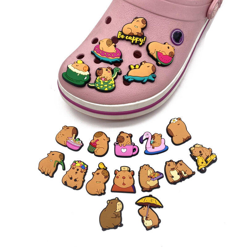 Capybara 동물 만화 귀여운 신발 참, 나막신 샌들 장식, 신발 액세서리 참, 친구 선물