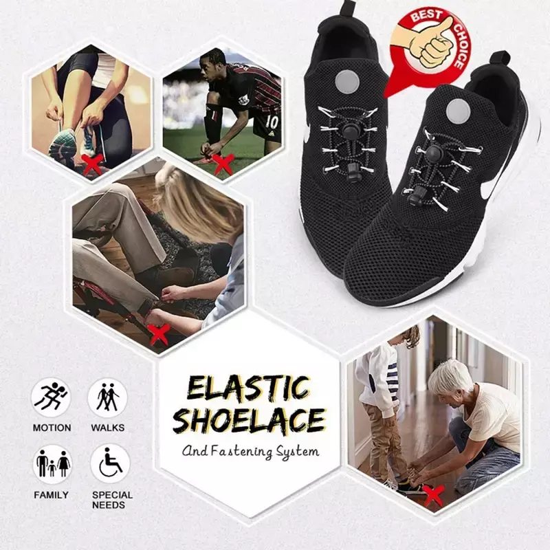 Elastic Rubber Band Shoelaces para adultos e crianças, pontos coloridos, sem laço cadarço, elástico, bloqueio, caminhadas, esporte, 1 par