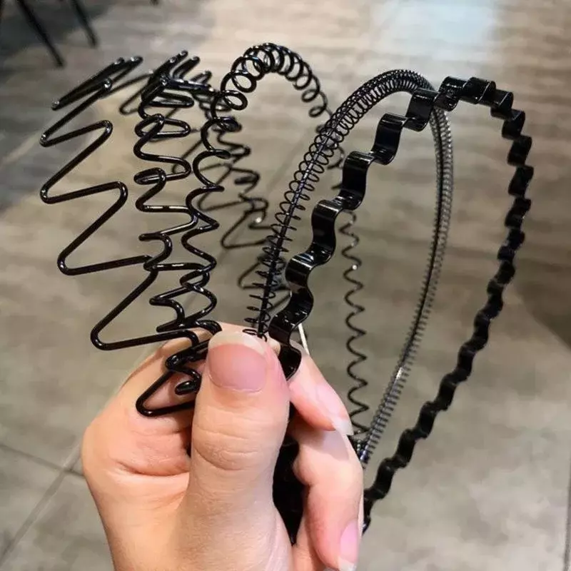 6 Stuks Mode Metalen Haarband Voor Mannen Vrouwen Unisex Zwart Golvend Haar Hoofd Band Sport Hoofdband Haarband Haarband Haarband Cadeau