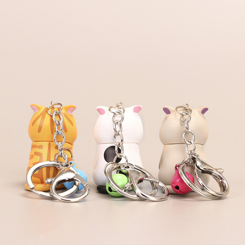 Bonito Chubby Kitten Keyring, Lovely Chubby Cat Chaveiros, Trinket Bag Ornamento, Chaves Ornamento, Pingentes de bagagem, Acessórios Pingente, 1Pc