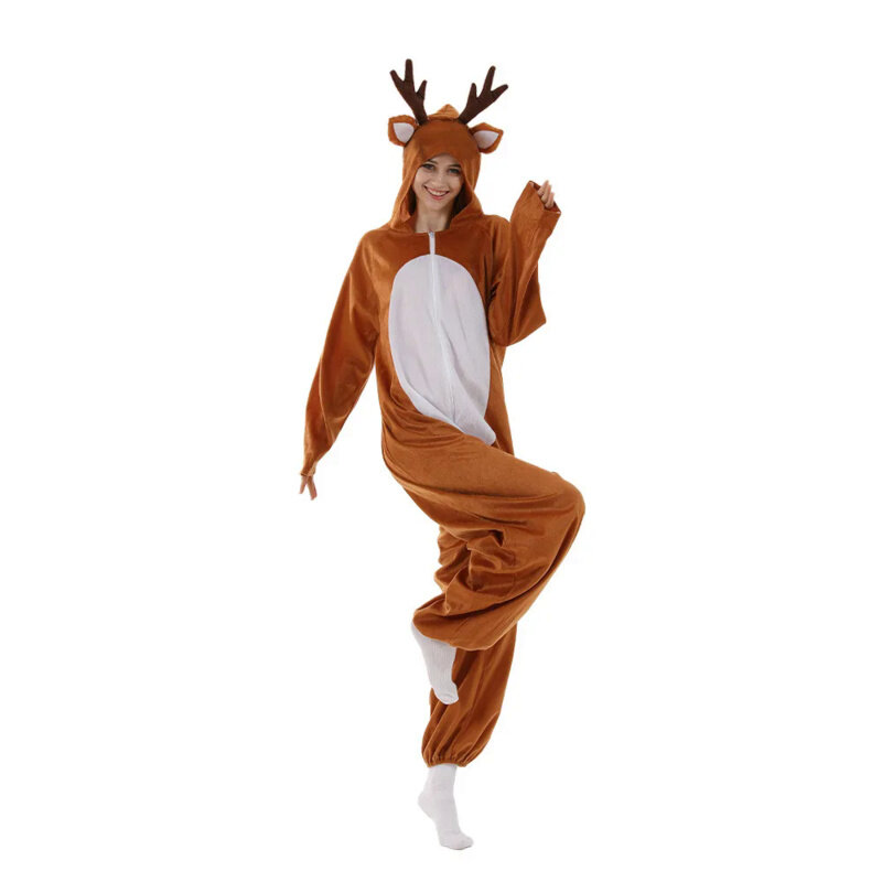 2021 New Christmas Elk All-in-One Set Couple Cosplay Party Stage Costume Bar Reindeer Costume