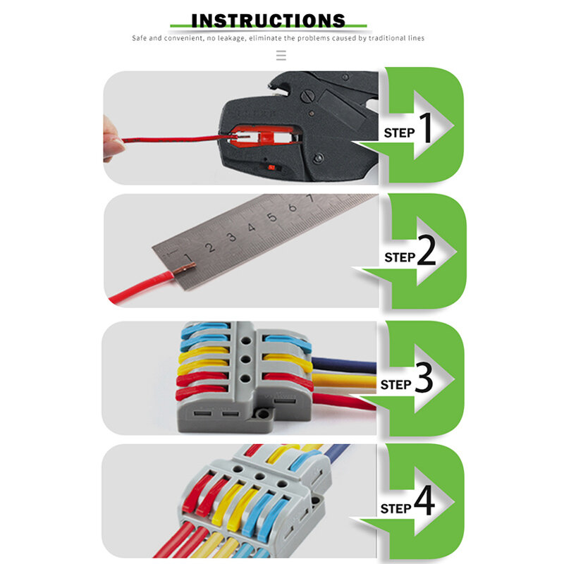 Mini conectores de cableado rápido, divisor compacto Universal, Cable eléctrico, conductores Push-in, conector con bloque de terminales de palanca