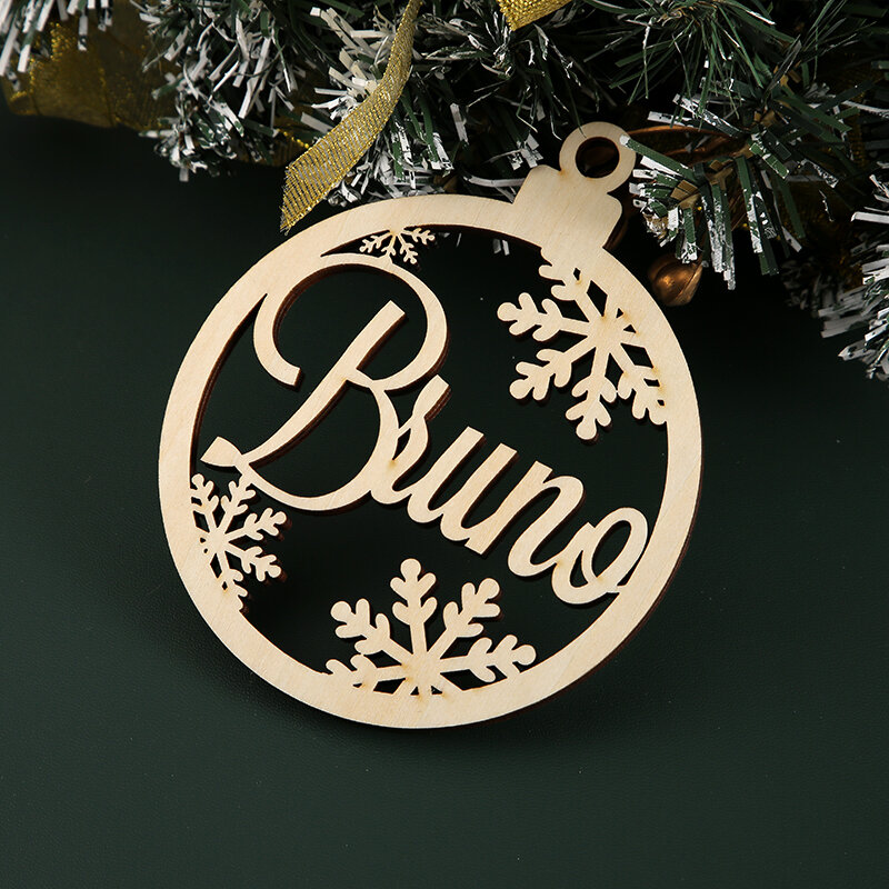 Ornement personnalisé de décor d'arbre de Noël, noms découpés au laser, étiquettes de cadeau personnalisées, décor de nom, facilement bles