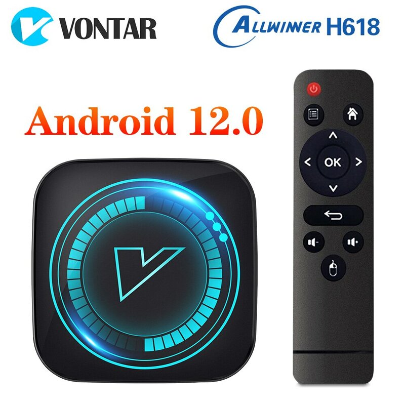 Vontar h618 android 12 tv box all winner h618 quad core cortex a53 unterstützung 8k video bt wifi google voice media player set top box