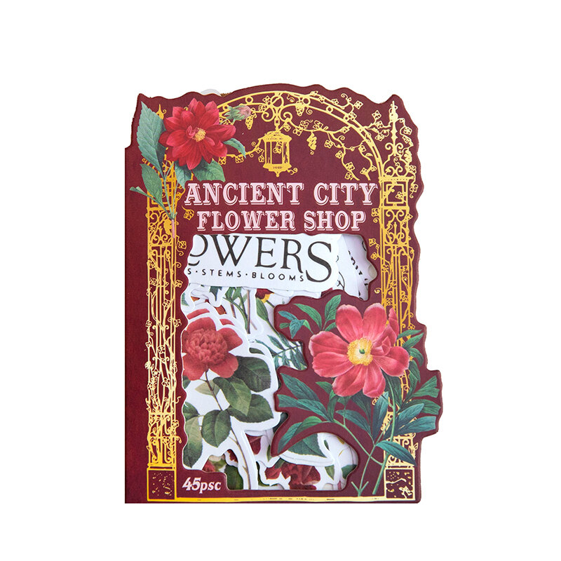 Stiker washi kertas dekorasi album foto penanda retro seri toko bunga kota kuno 6paks/LOT