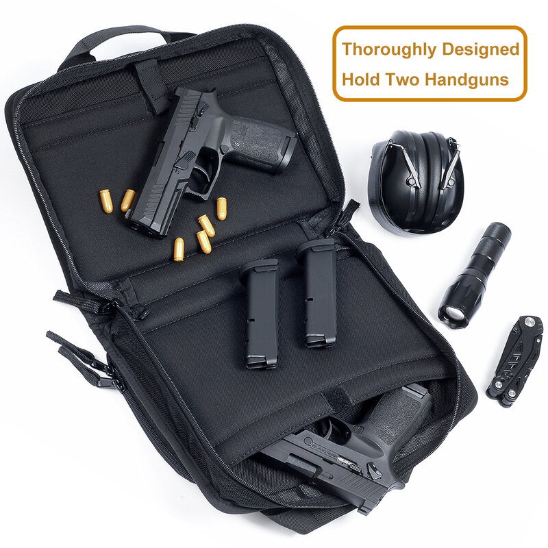 Specialist Series Pistol Range Bag, Tactical Double Handgun Bag For Storage Pistol,Ammo Gun Carrying Case With Pistol Fixing Fun
