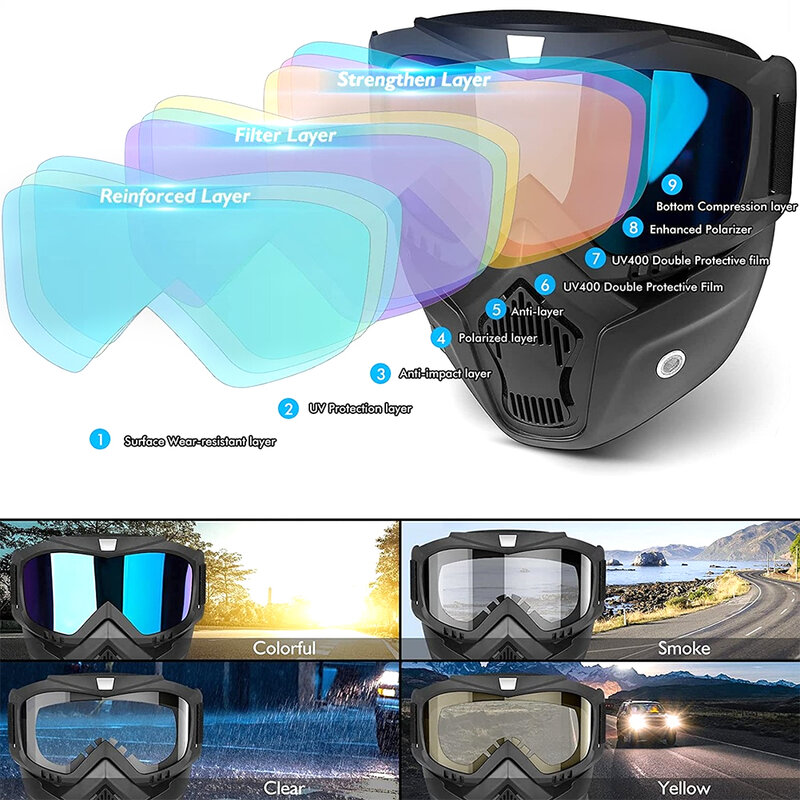 Gafas de sol UV400 para Motocross, a prueba de viento, para ciclismo, esquí, protección UV, casco de motocicleta