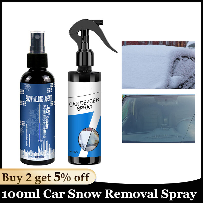 Espray multiusos para quitar nieve de coche, Descongelador de parabrisas, accesorios de invierno para cerraduras de llave, 100ml